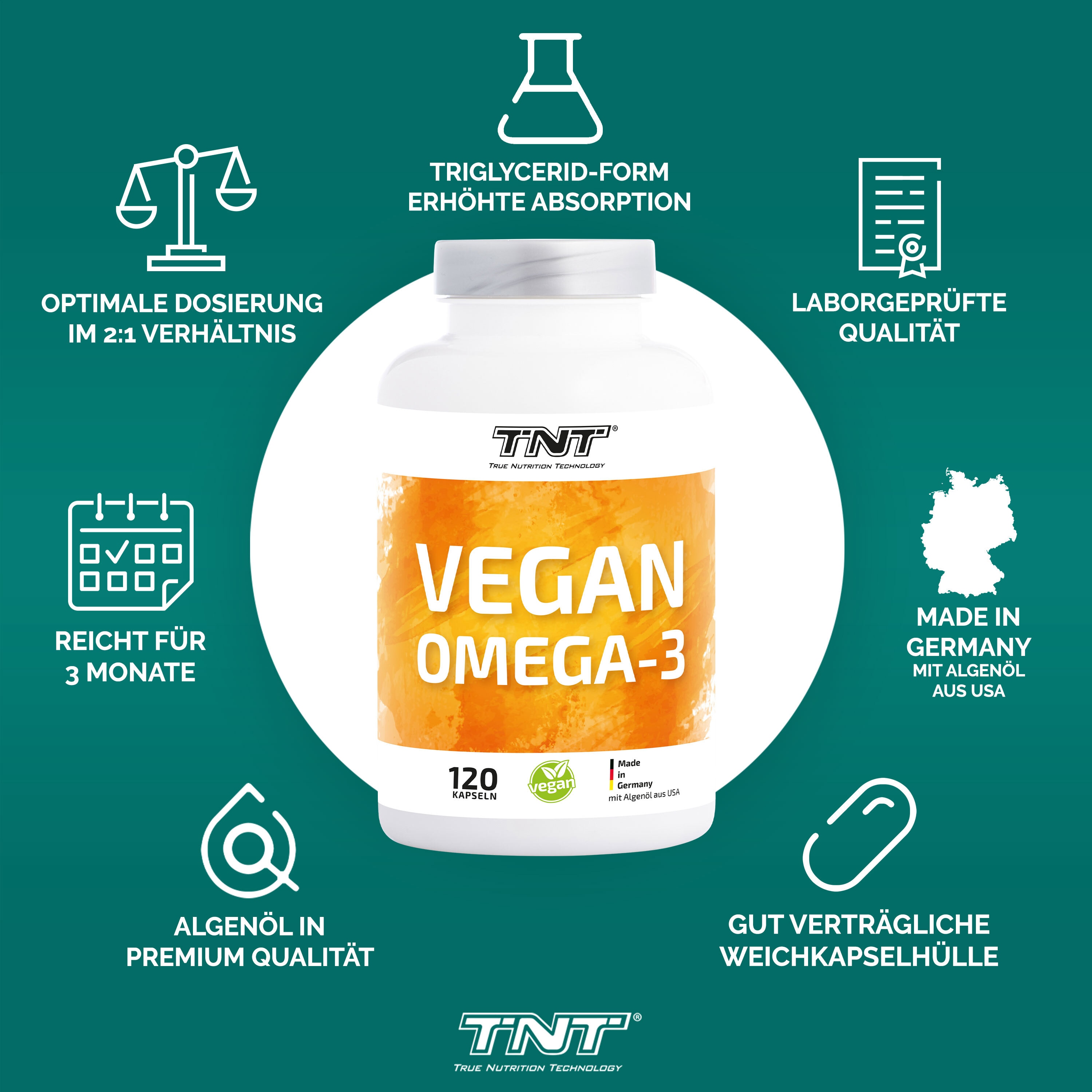 TNT Vegan Omega-3 Fettsäuren aus Algenöl