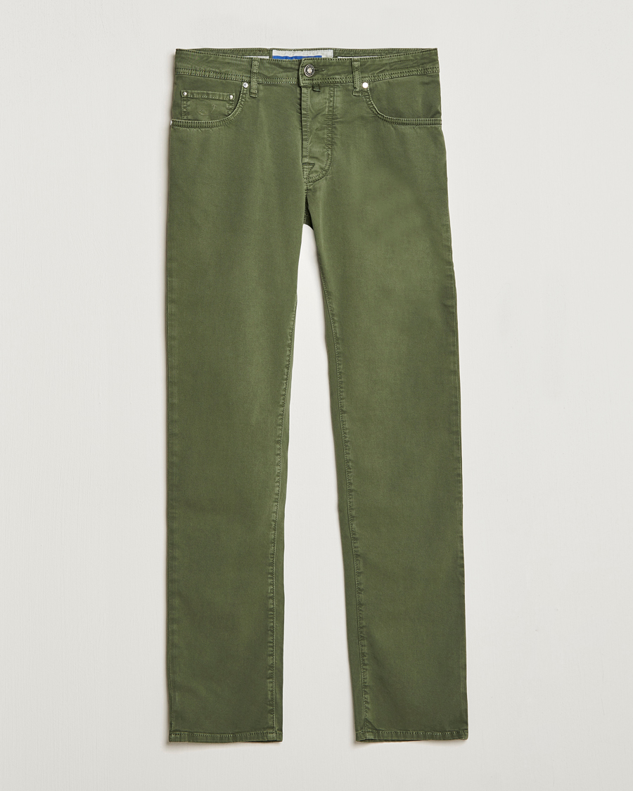 Jacob Cohën Bard Garment Dyed Gabardine Trousers Green