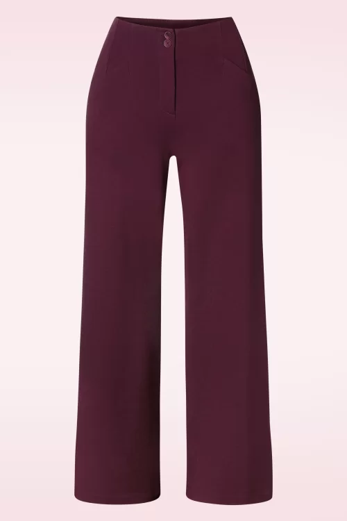 Surkana Emilia pantalon met hoge taille in merlot