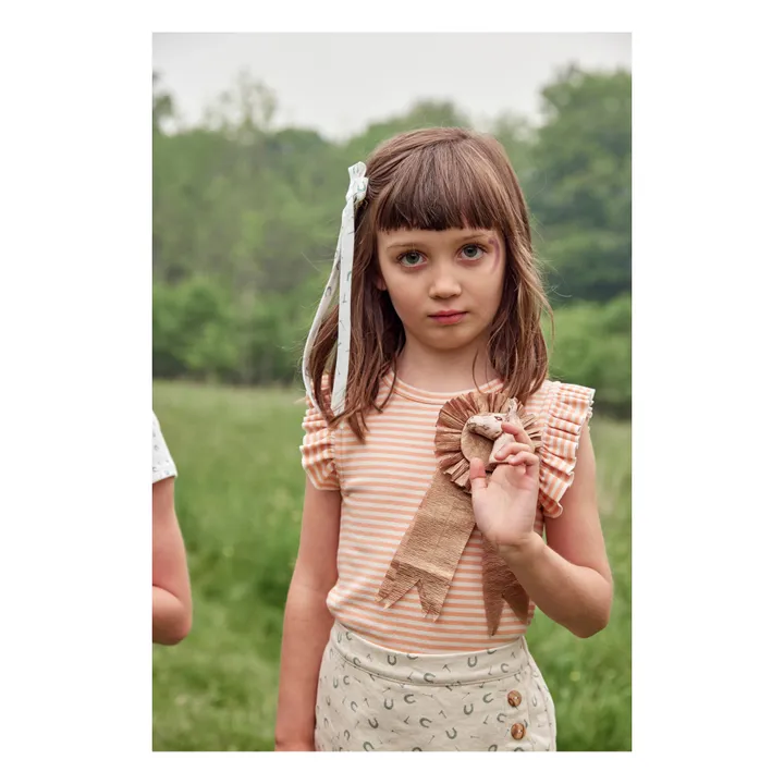 Soor Ploom T-Shirt Manches Volantées Rayé Frill  | Orange