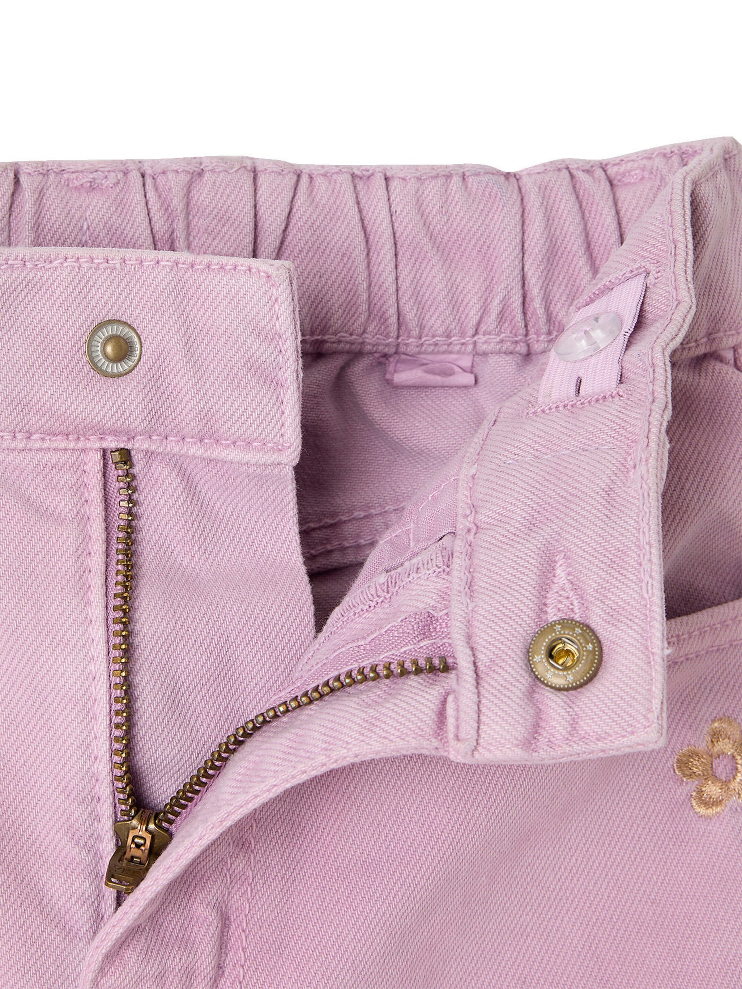 Vertbaudet Weite Mädchen Hose mit Blumenstickerei pfingstrose