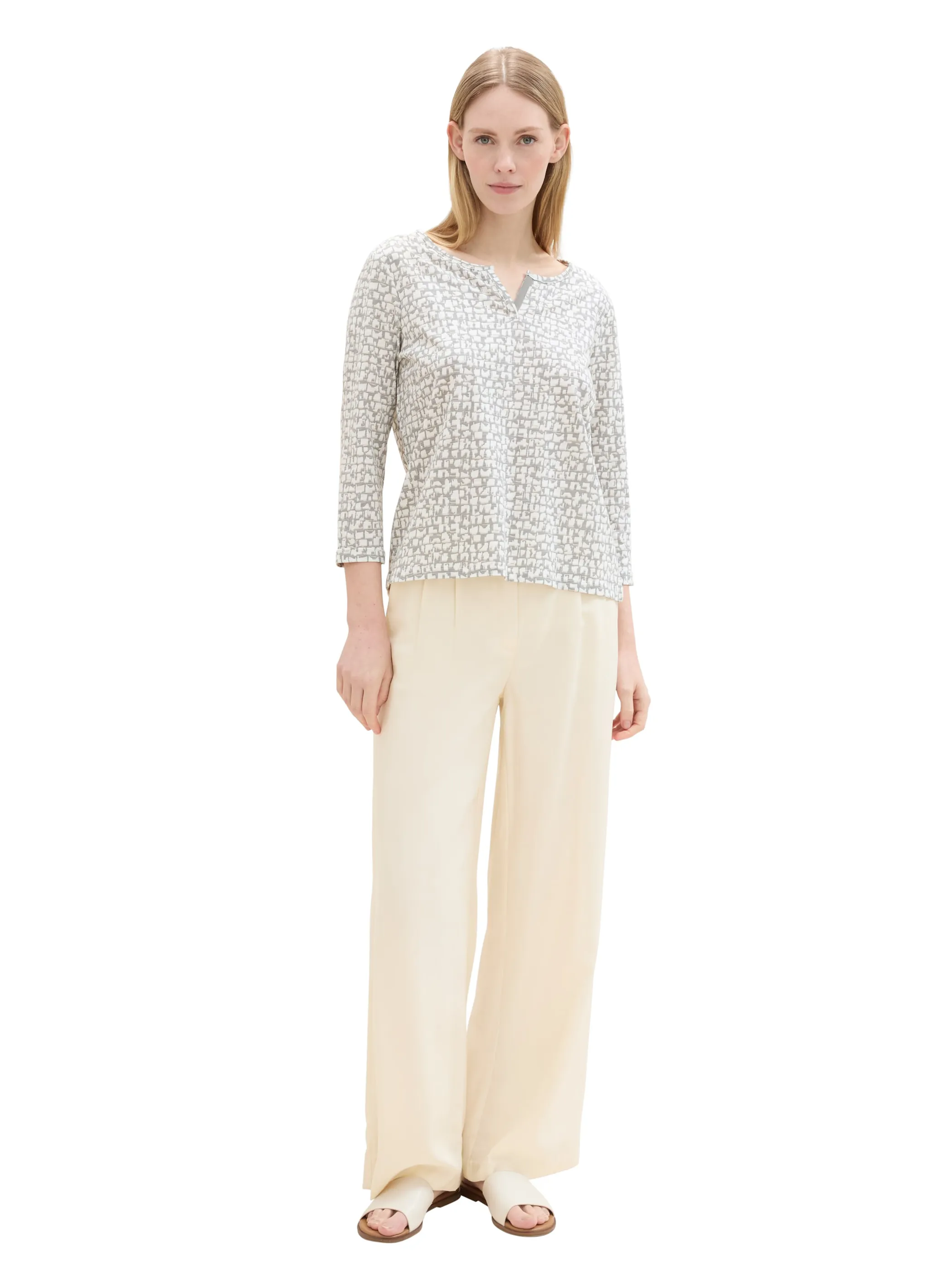 Damen Henleyshirt mit 7/8 Ärmeln