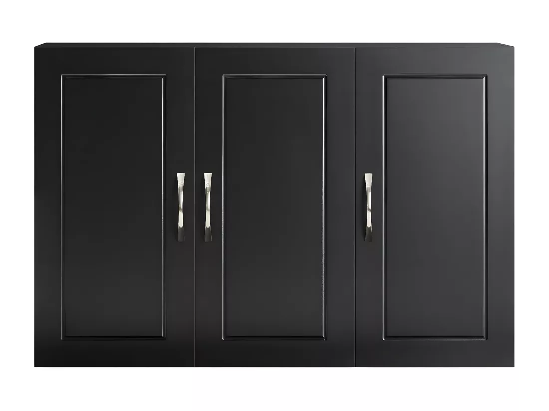 SoBuy Armoire Murale de Salle de Bain, Placard de Rangement, Meuble de Rangement Suspendu, Meuble Haut avec 3 Portes, 90x30x60 cm, Noir, FRG231-L-SCH