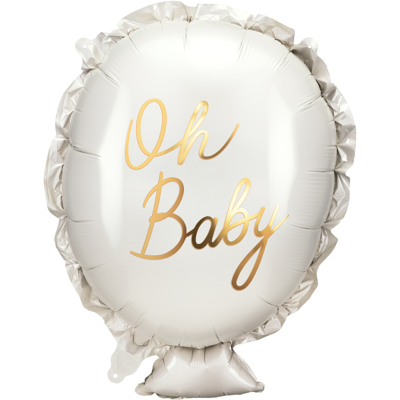 Partydeco Folienballon Oh Baby, weiss/gold