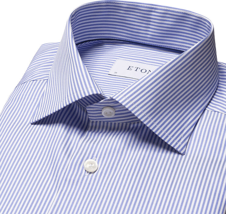 ETON Contemporary Fit Mid Blue Twill Shirt Blå