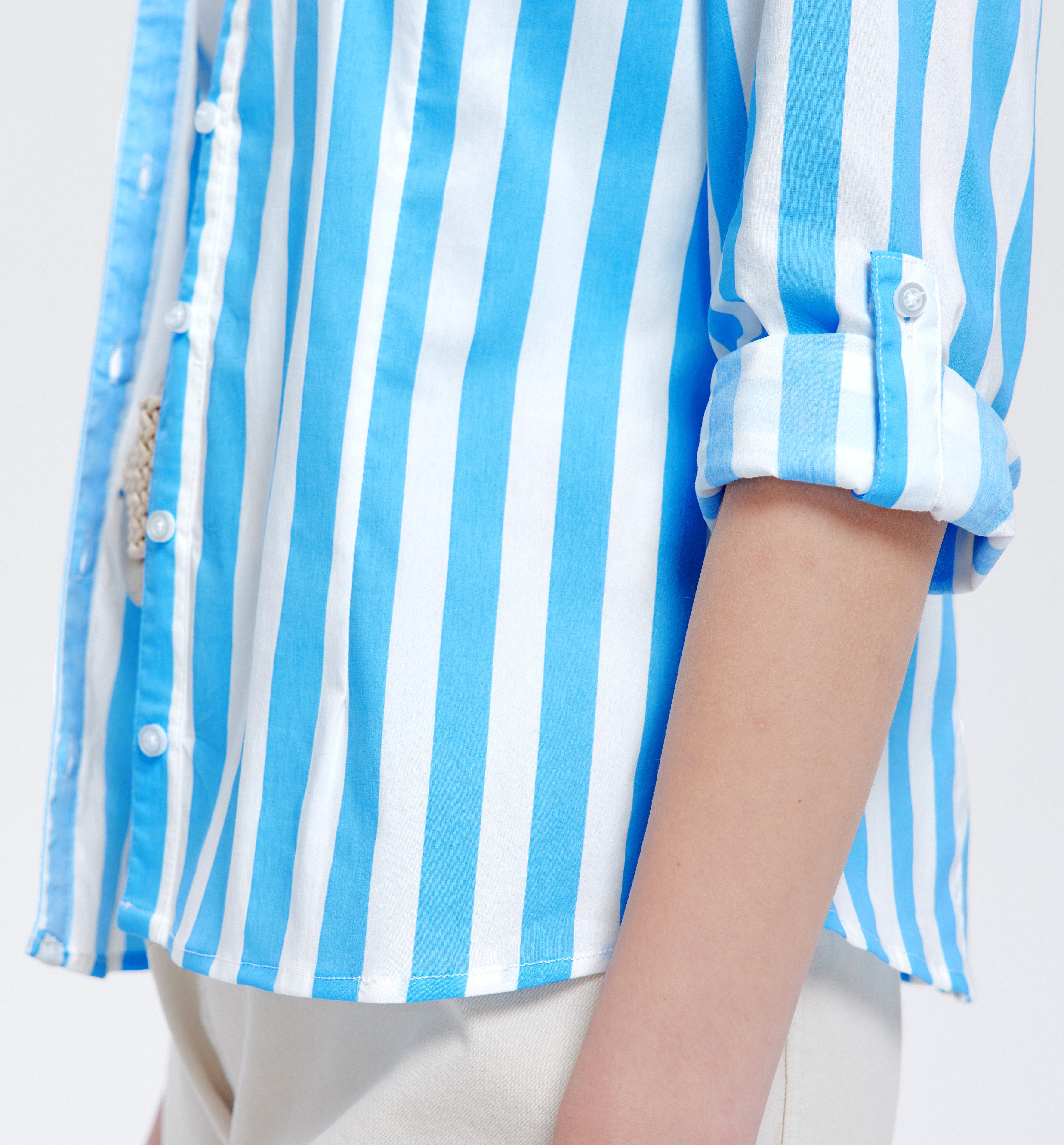Chemise ajustée Femme - Rayé écru