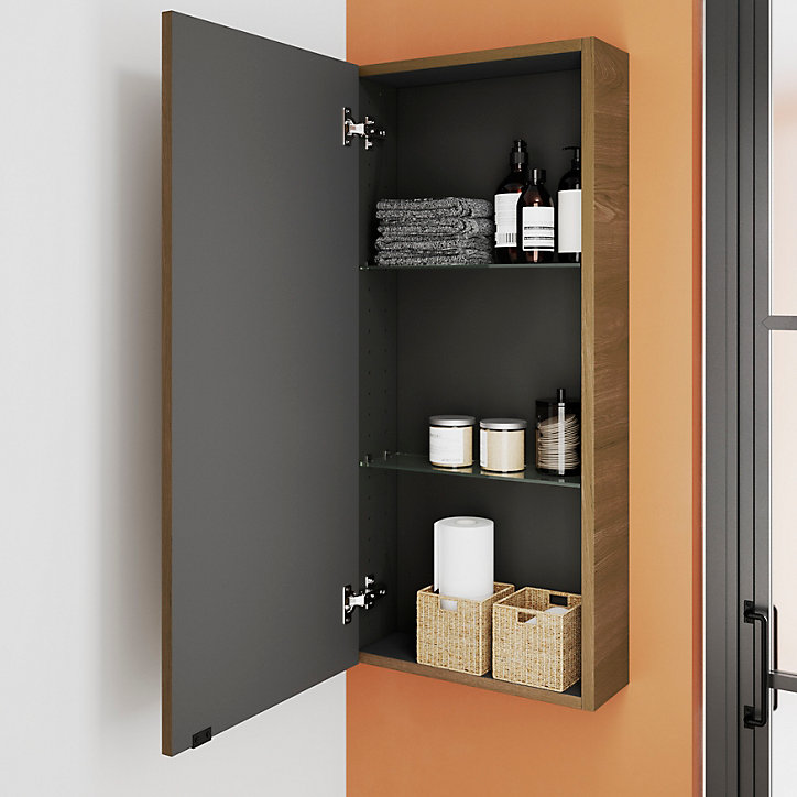 Armoire de salle de bains faible profondeur GoodHome Imandra décor noyer L. 40 x H. 90 x P. 15 cm