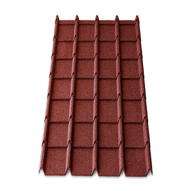 Plaque métal Easy-tuile Linéa 113 x 86 cm rouge (vendue à la plaque)