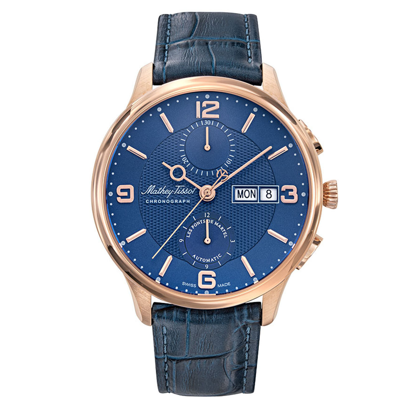 Mathey-Tissot Montre Homme Automatique en Cuir Edmond Chrono Automatic bleue