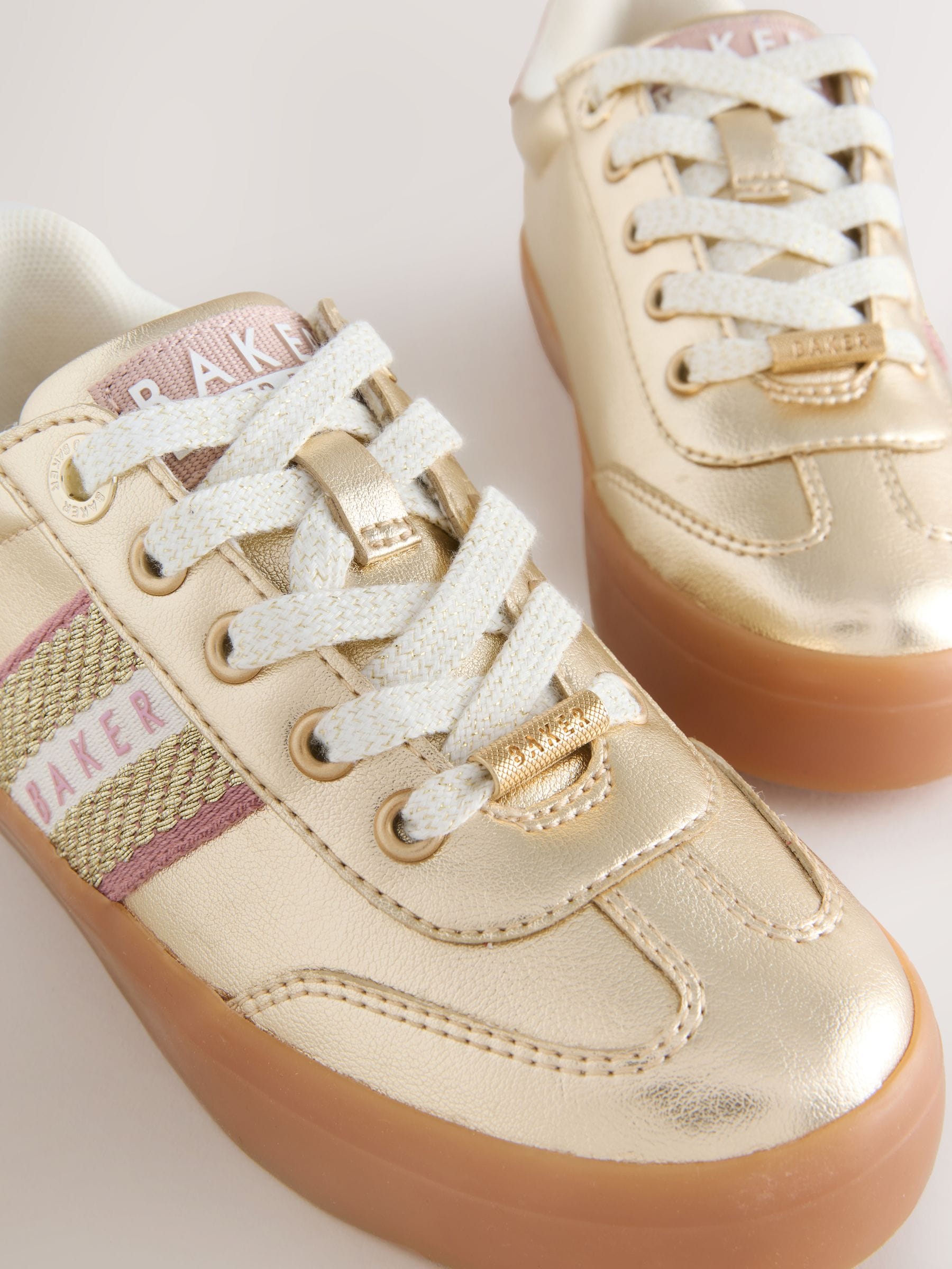 Goud - Baker by Ted Baker Tape Trainers with Gum Sole