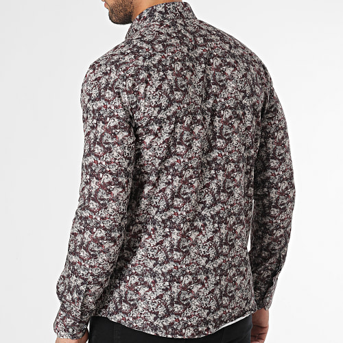 Chemise Manches Longues Beige Bordeaux