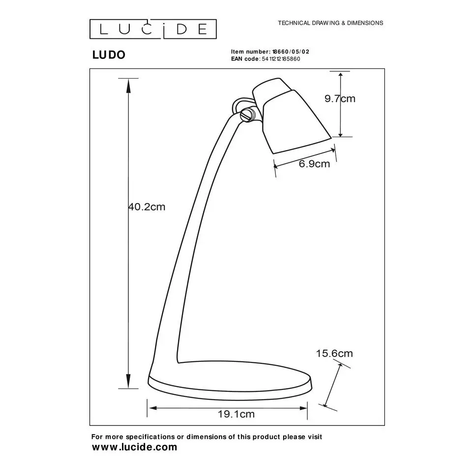 Lucide LUDO Bureaulamp - Mat Goud / Messing