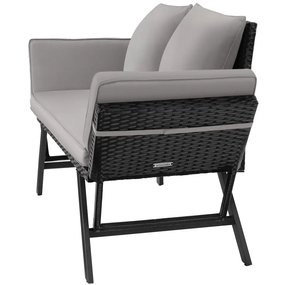 tectake - Wicker-loungesofa Sintra, verstelbare armleuningen, 2in1