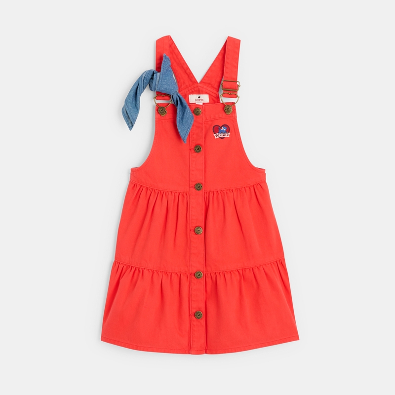 Robe salopette denim fille rouge Chipie