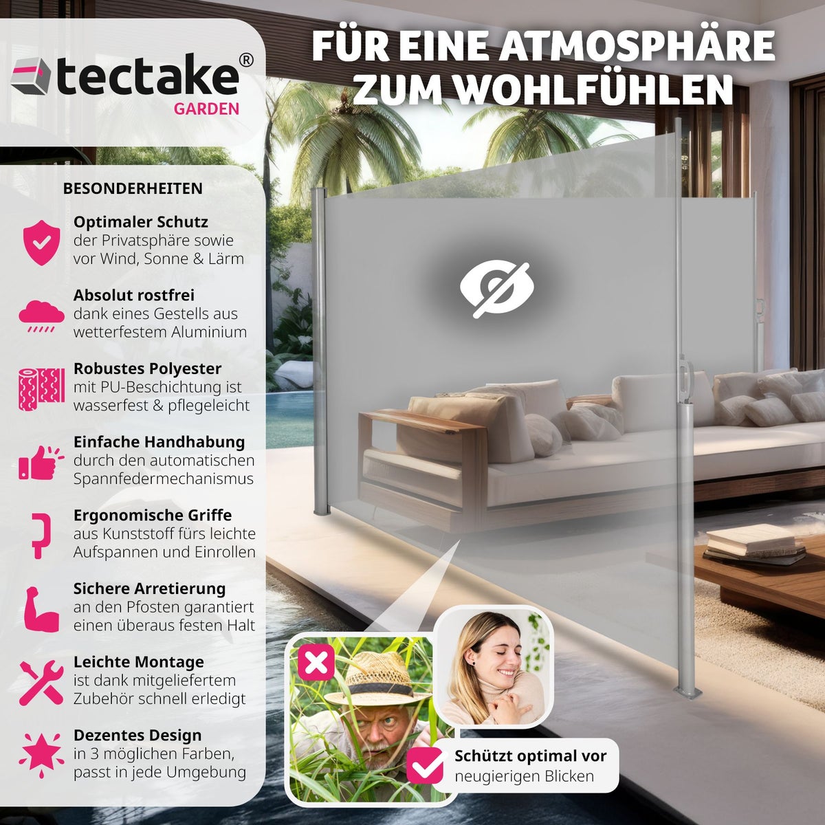 tectake dubbele zijluifel van aluminium, 200 x 600 cm