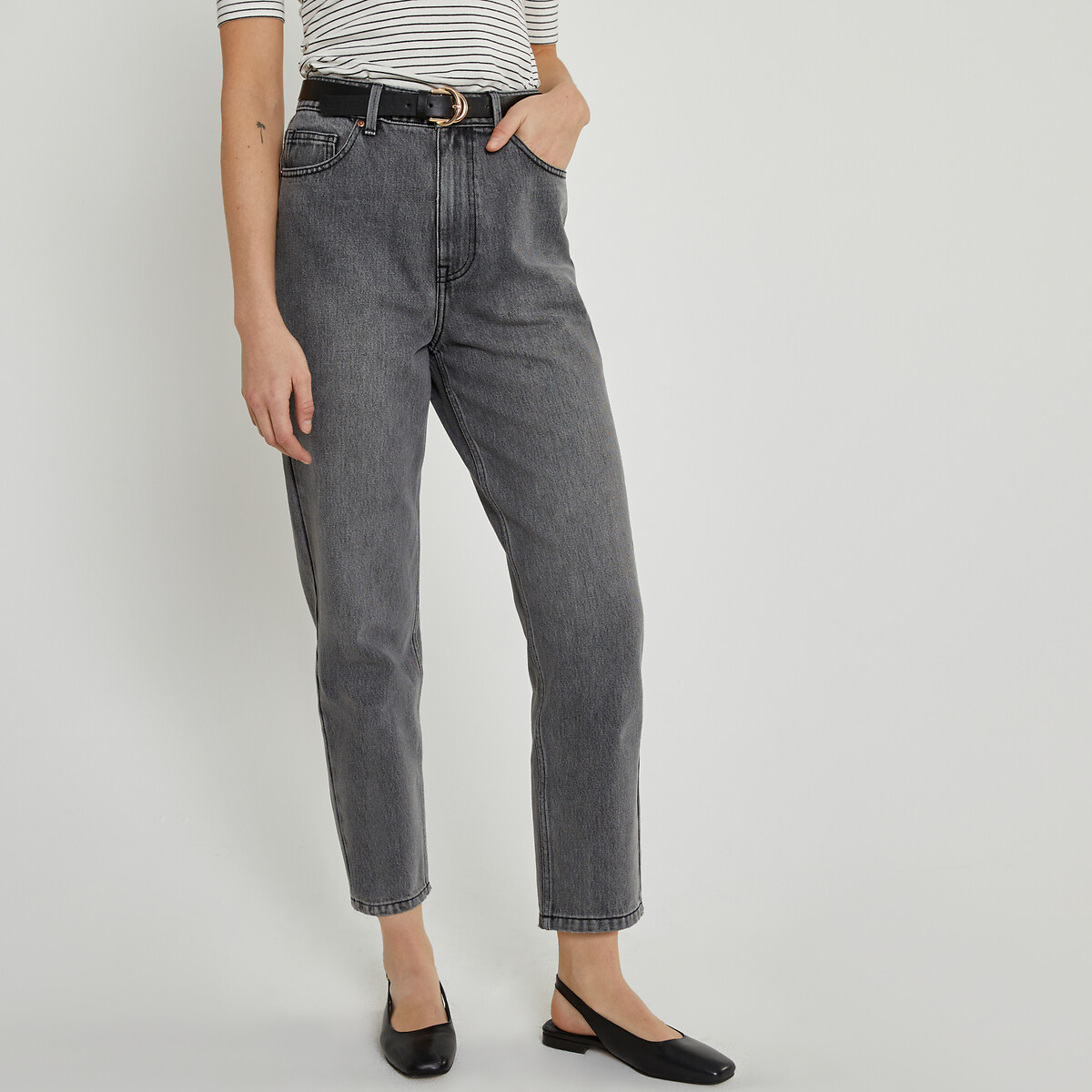 COLEÇÕES LA REDOUTE<br>Mom jeans, algodão orgânico, Signature PAULINE