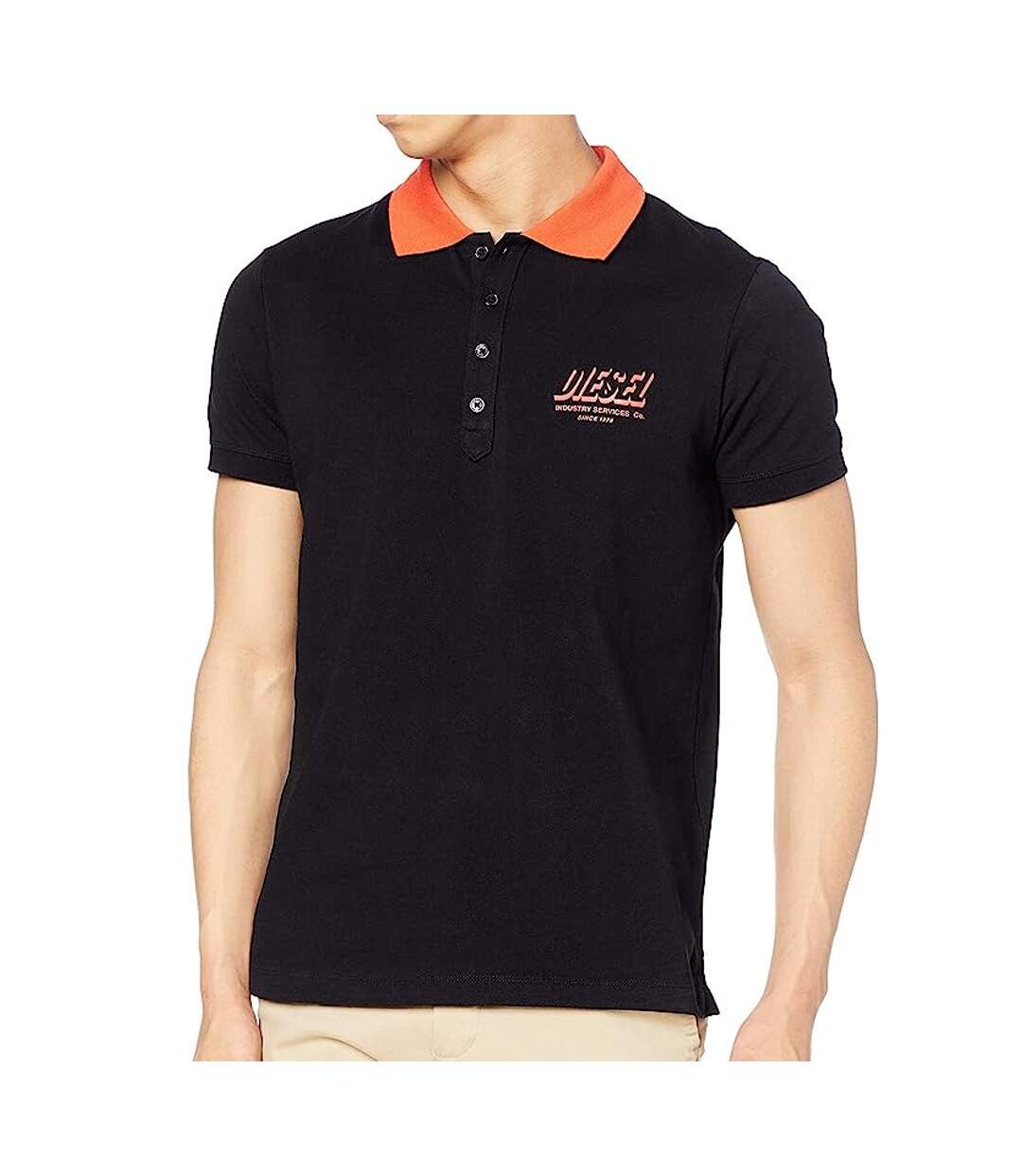 Polo Noir/Orange Homme Diesel Maglietta