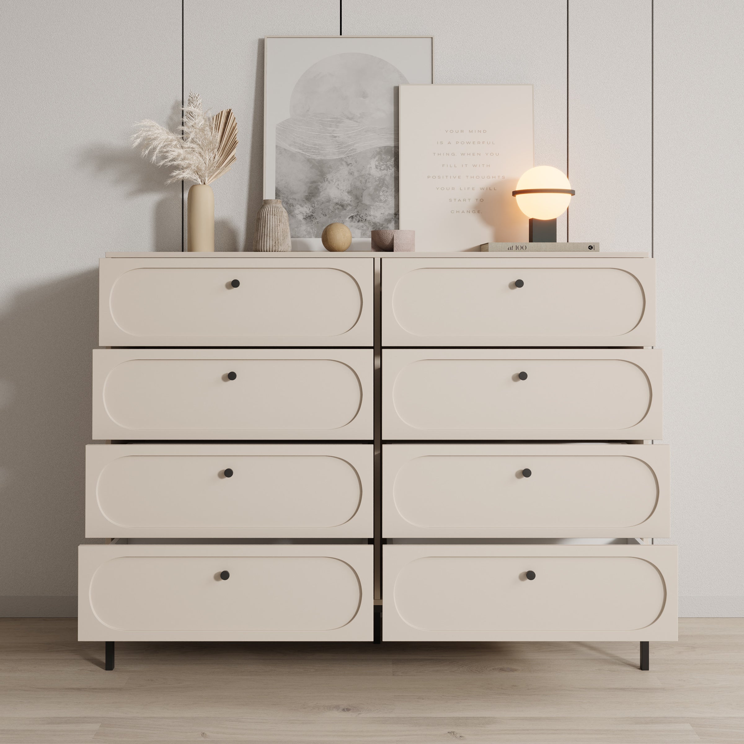 Montserrat - Ladekast met 8 lades - Beige - 150x40x115 cm