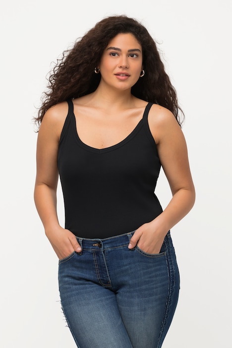 Ripptop, Slim, V-Ausschnitt, ärmellos, schmale Träger