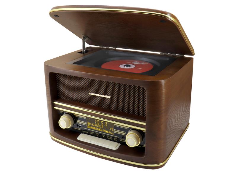 soundmaster Stereoanlage NR961 Braun Nostalgie Stereo DAB /UKW Radio mit CD/MP3, USB und Bluetooth