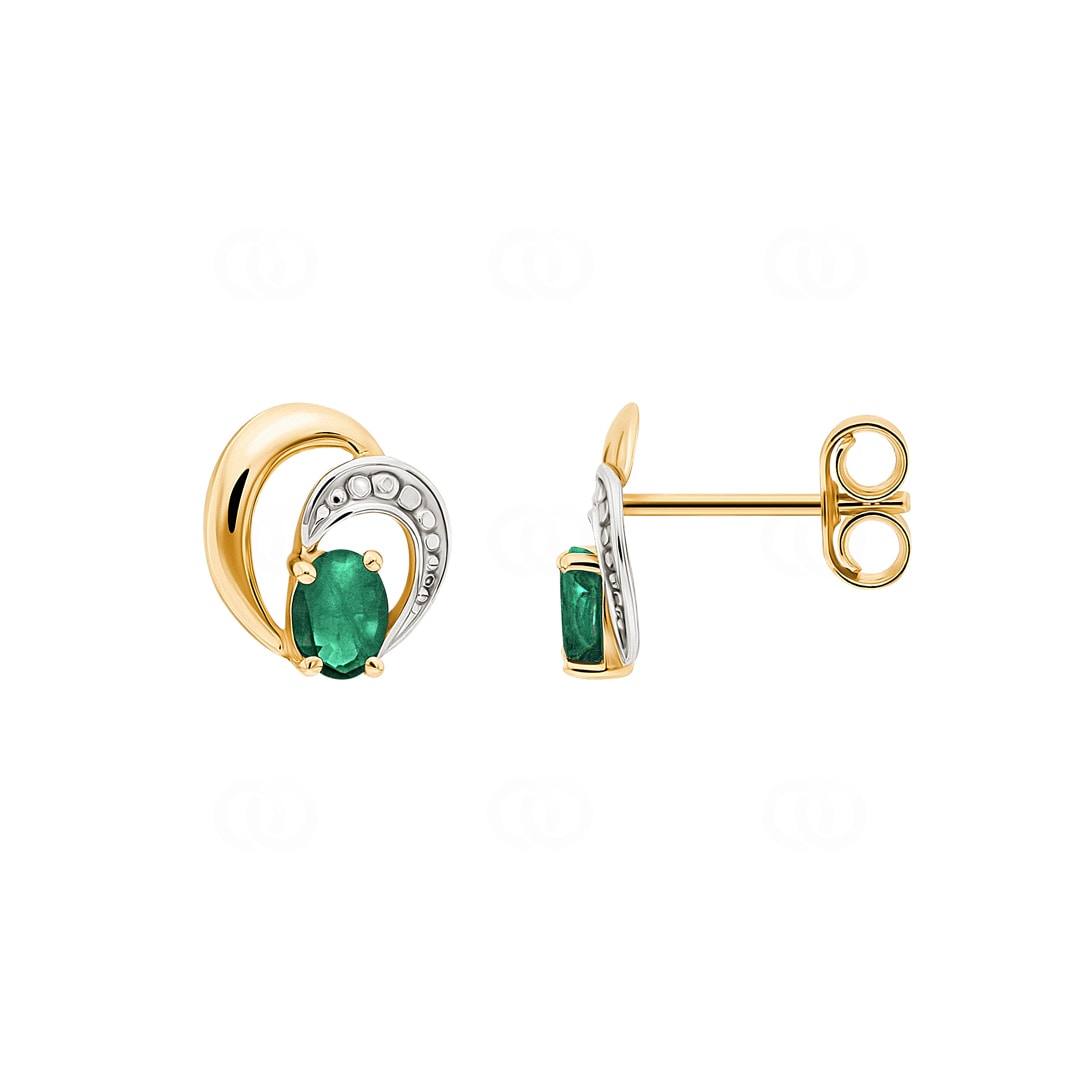 Ohrstecker 750/18 K Gelbgold mit Smaragd