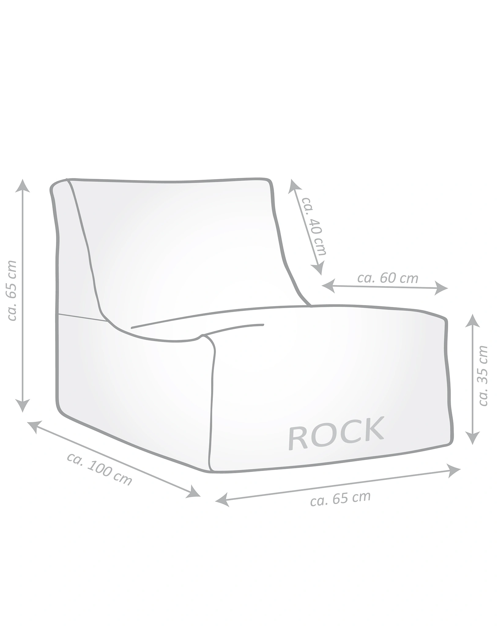 Sitzsack Rock KORFU (Farbe: mittelgrau)