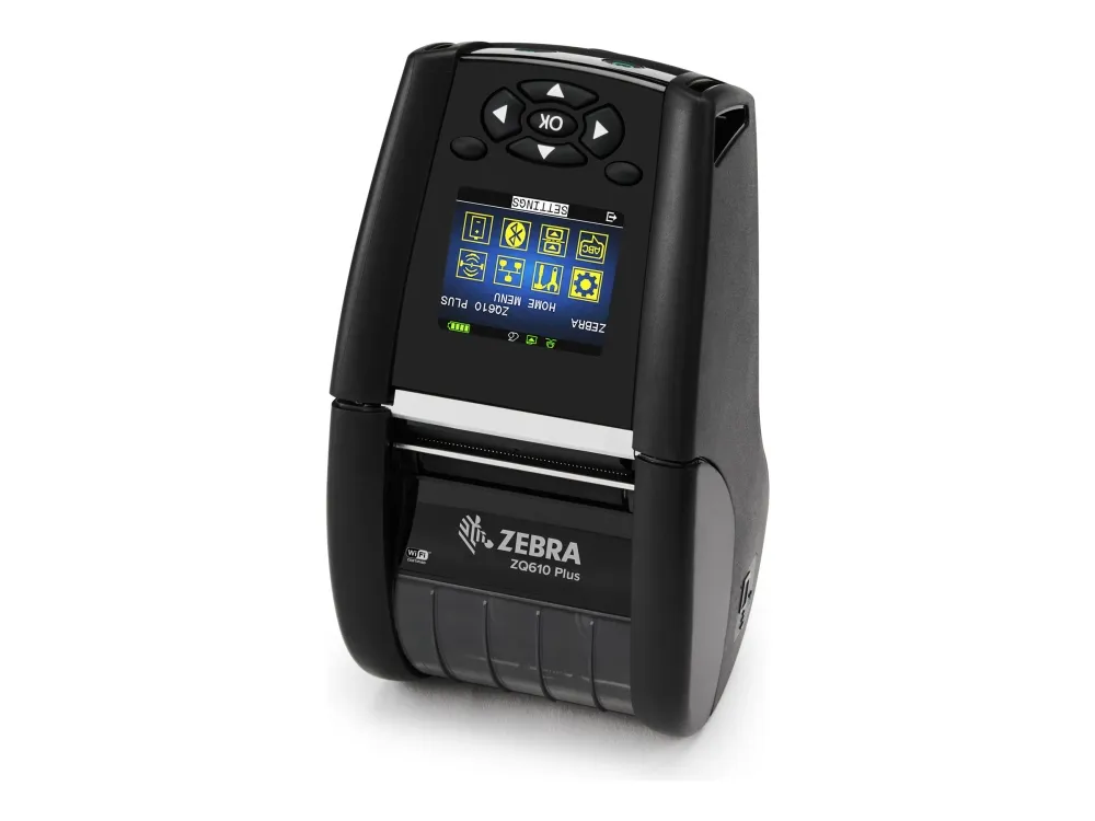 Zebra ZQ600 Series ZQ610 Plus - Etiketprinter - direkte termisk - Rulle (5,54 cm) - 203 dpi - op til 115 mm/sek. - Wi-Fi(ax), Bluetooth 5.3, Bluetooth 4.2 LE, Wi-Fi(ac), USB, RS232C, NFC