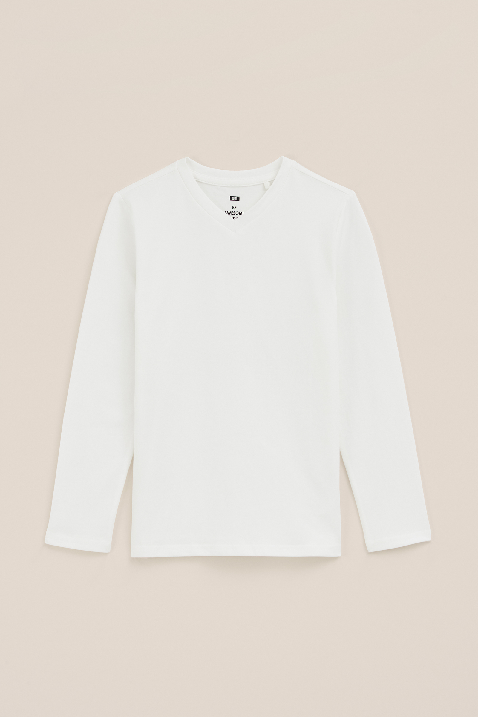 Jongens basic T-shirt met V-hals WE Fashion Wit