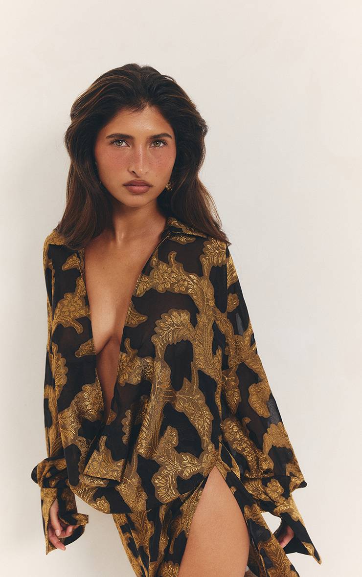 Golden Olive Robe Maxi À Casynthétiqueche Drapée En Devoré Métallisé