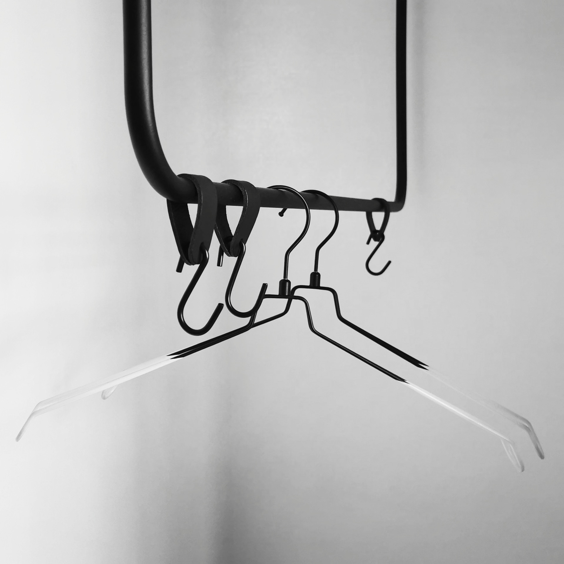 Leren S-haak hangers (set van 4) Blauw