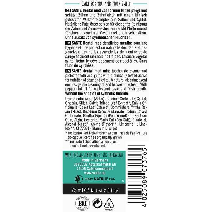 Sante Dental Med Zahncreme Minze, 75 ml