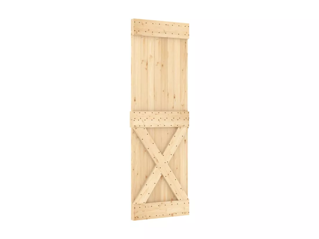 Porte coulissante et kit de quincaillerie 70x210 cm pin massif