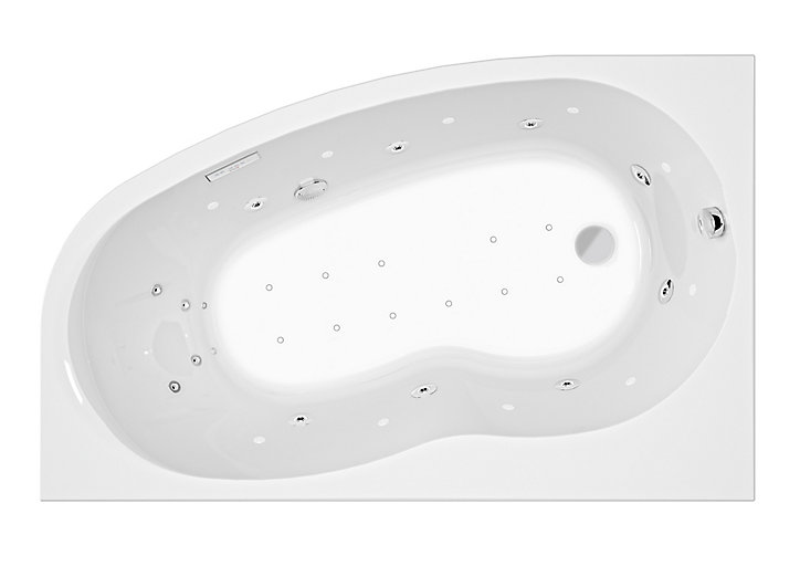 Baignoire balnéo asymétrique angle droit 160 x 100 cm Allibert Intensea Elba Duo + tablier