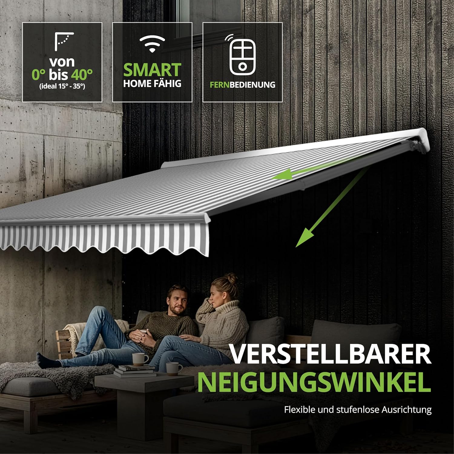 Eclipse Kassettenmarkise Halbkassette Gelenkarm Sonnenschutz Markise Sonnenmarkise Balkonmarkise elektrisch Standard 3,95x3 m Stoff 280g/m² Polyester (PE) UV-Schutz 50+, Markisentuchfarbe: Beige