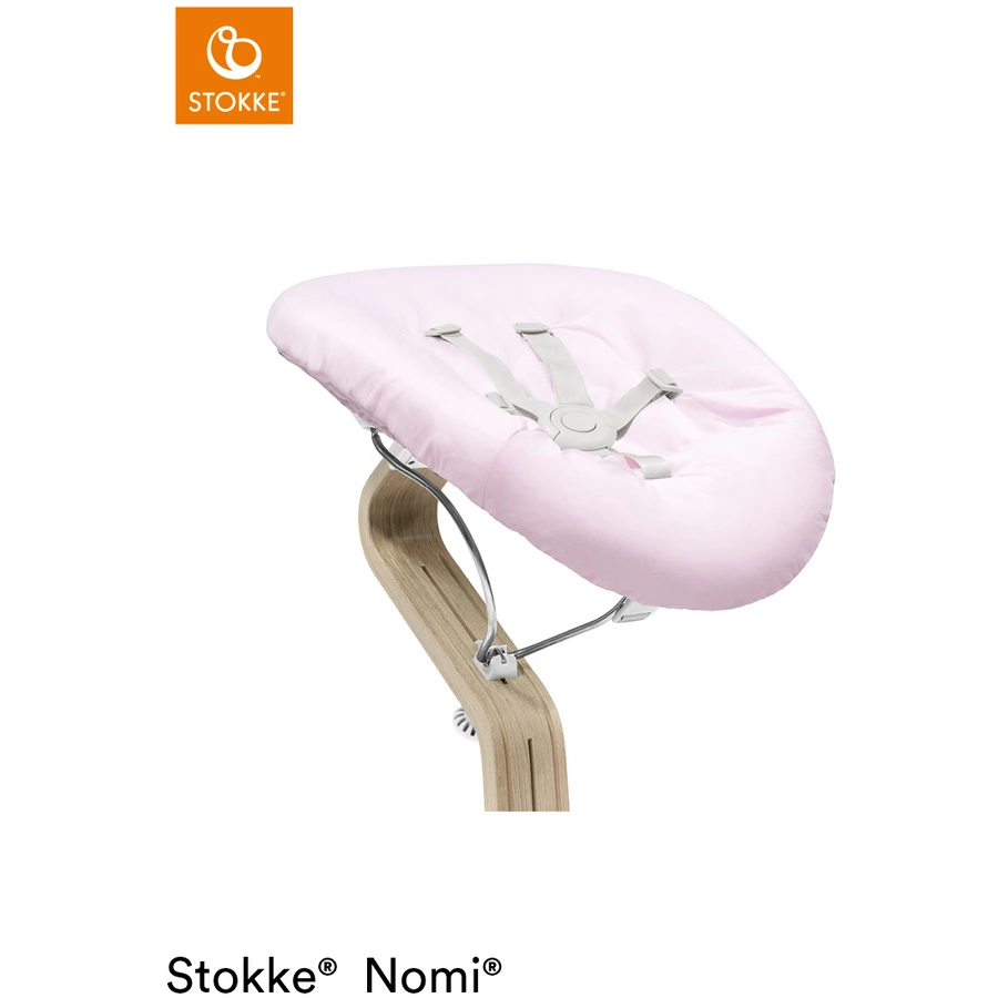 STOKKE® Nomi® Hochstuhl Walnuss  weiß inkl. Newborn Set weiß  grau pink