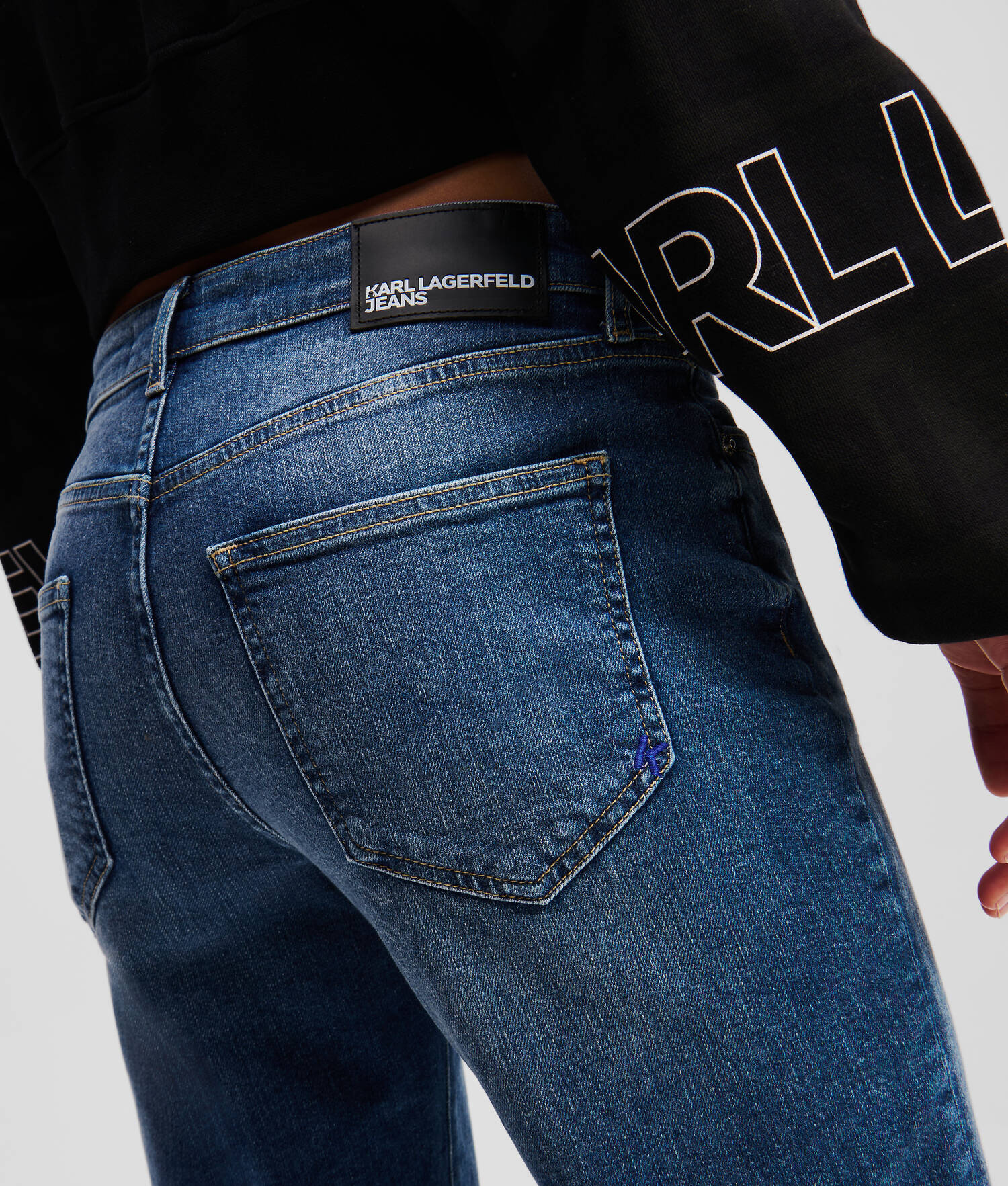 JEAN SLIM TAILLE MI-HAUTE - Bleu foncé délavé