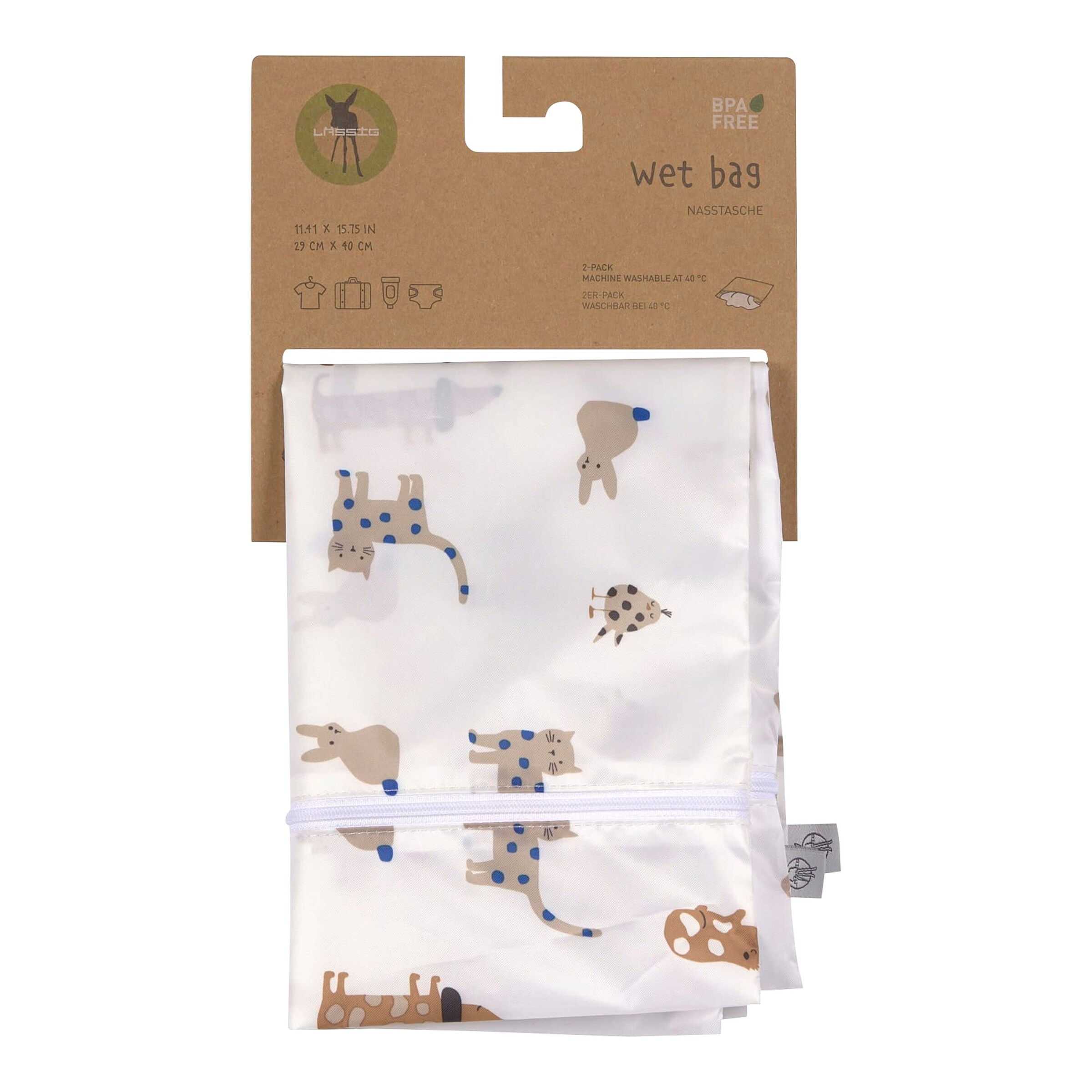 Lässig 2er-Pack Wet Bag Little Mateys blau/braun