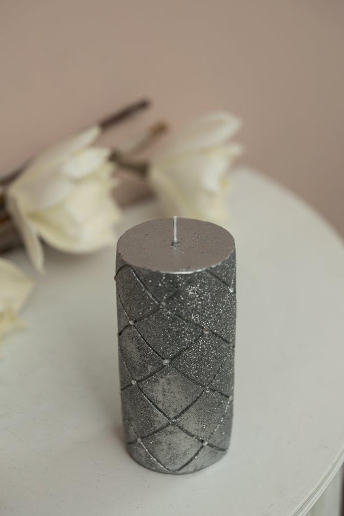 Silberkerze - silber - 15 cm
