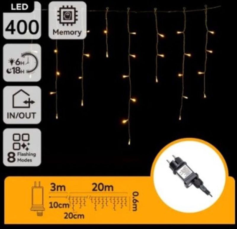 LED Kerstverlichting - Warmwit - IJspegel - 20m - 400 LEDs - IP44