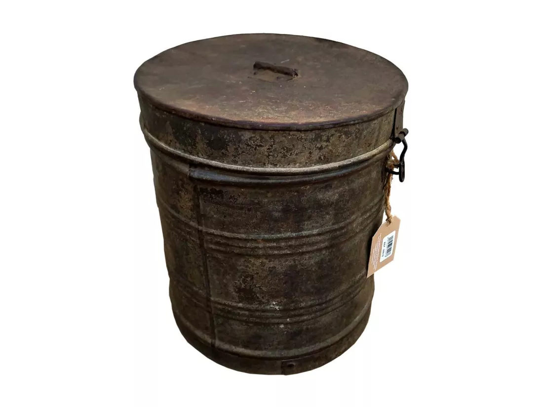 Bidon en metal marron 29x29x33h