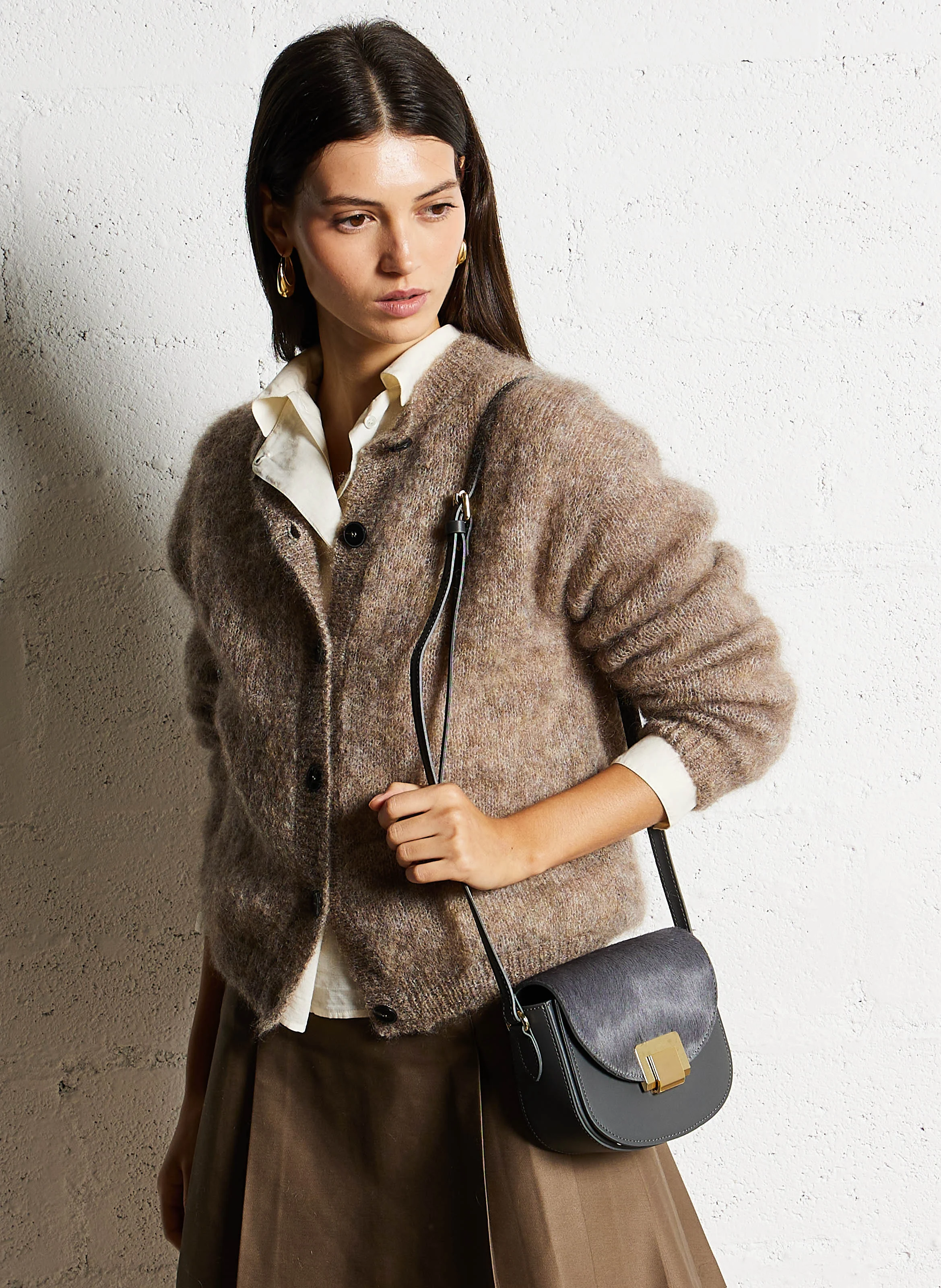 ELISE - Sac bandoulière en cuir | Gris