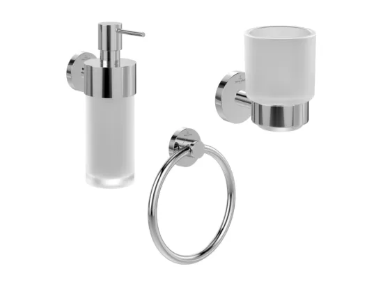 Porte-verre + Distributeur de savon + Anneau porte-serviettes VILLEROY & BOCH Elements Tender