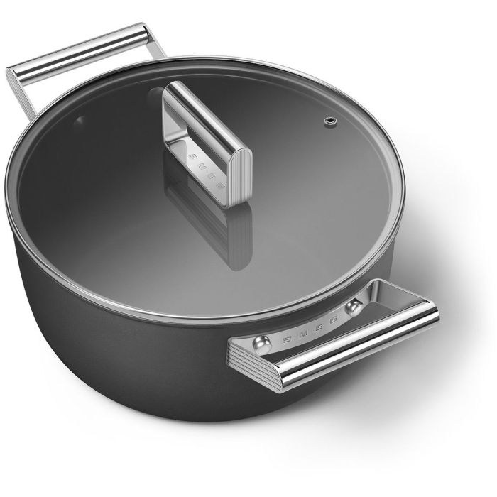 SMEG Kochtopf mit Deckel 24 cm CKFC2411BLM Schwarz