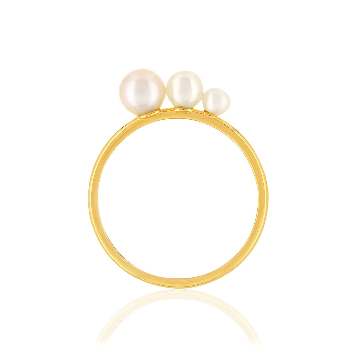 Bague or jaune 375 perles de culture de chine