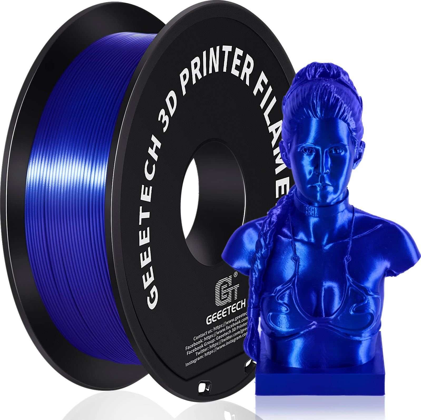 GEEETECH  PLA Silk Royal Blue, 1,75 mm / 1000 g    Einfach zu verarbeitendes Seidenfilament