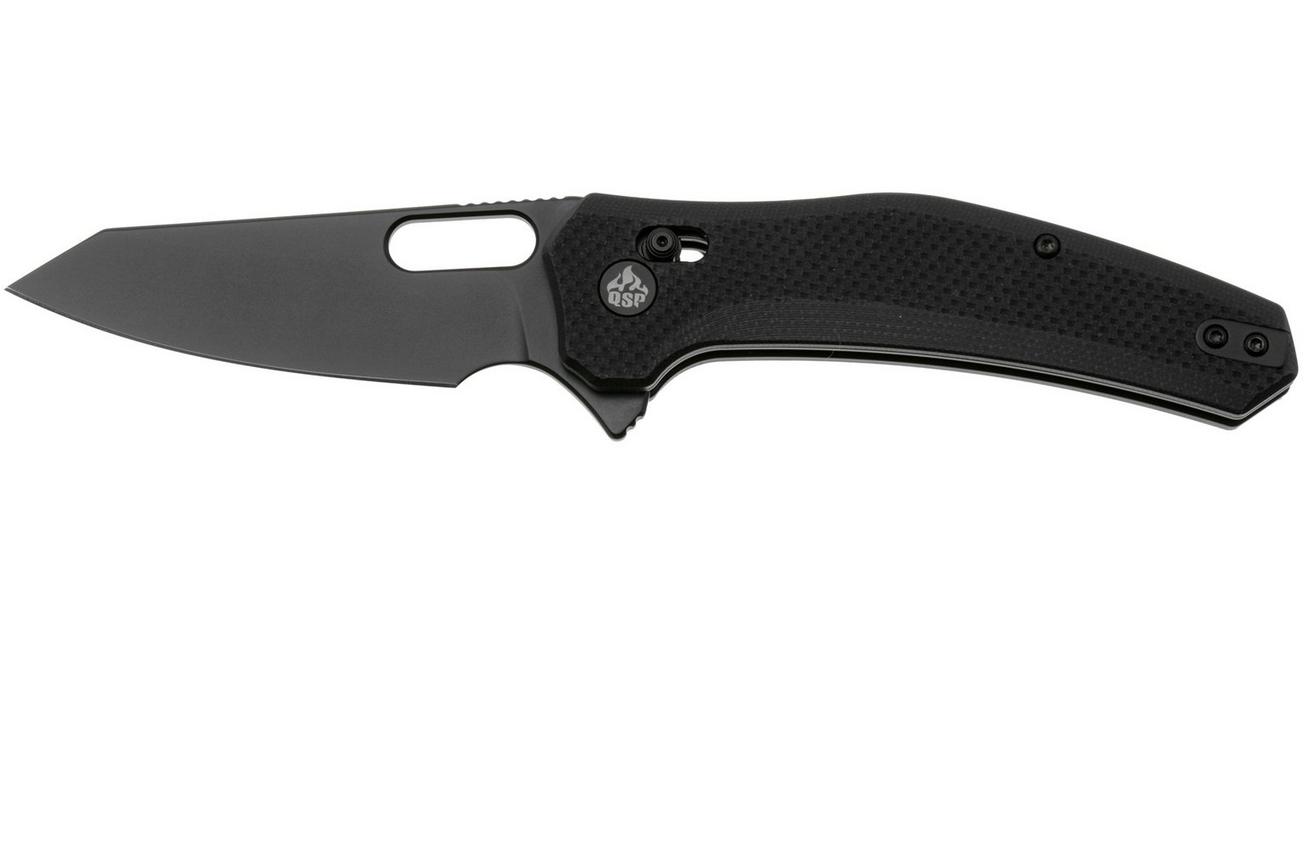 QSP Knife Emu 164-A2, Black 14C28N, Black Micarta, zakmes
