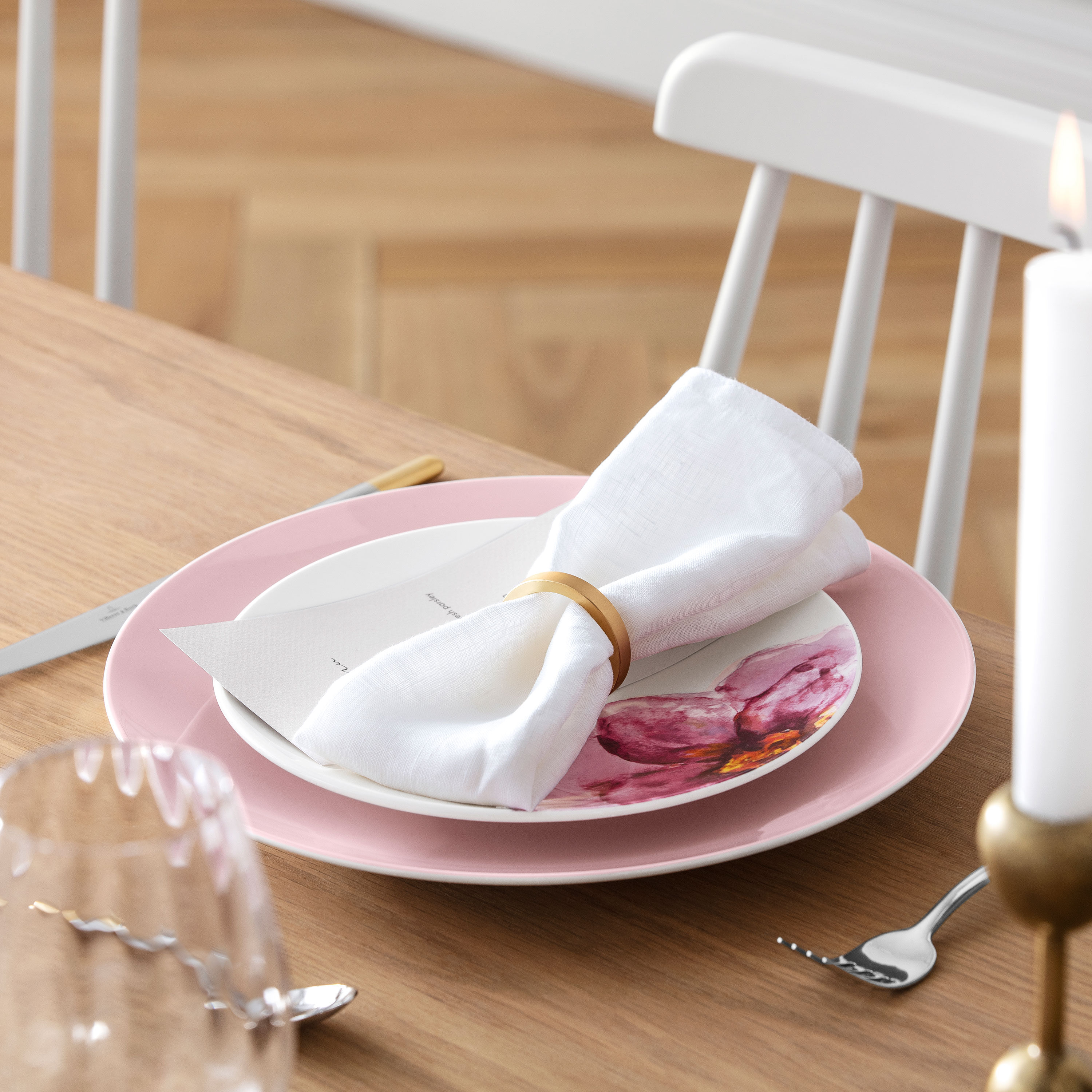 Rose Garden Appetizer and dessert plate Pink, 8.4'' x 8.4'', Premium Porcelain