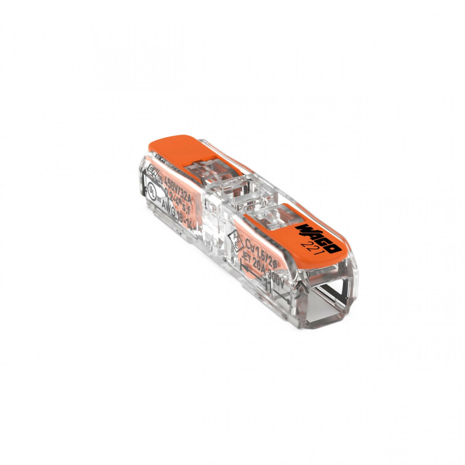 WAGO 1V doorvoer verbindingsklem en hendel - 0,2 tot 4mm²