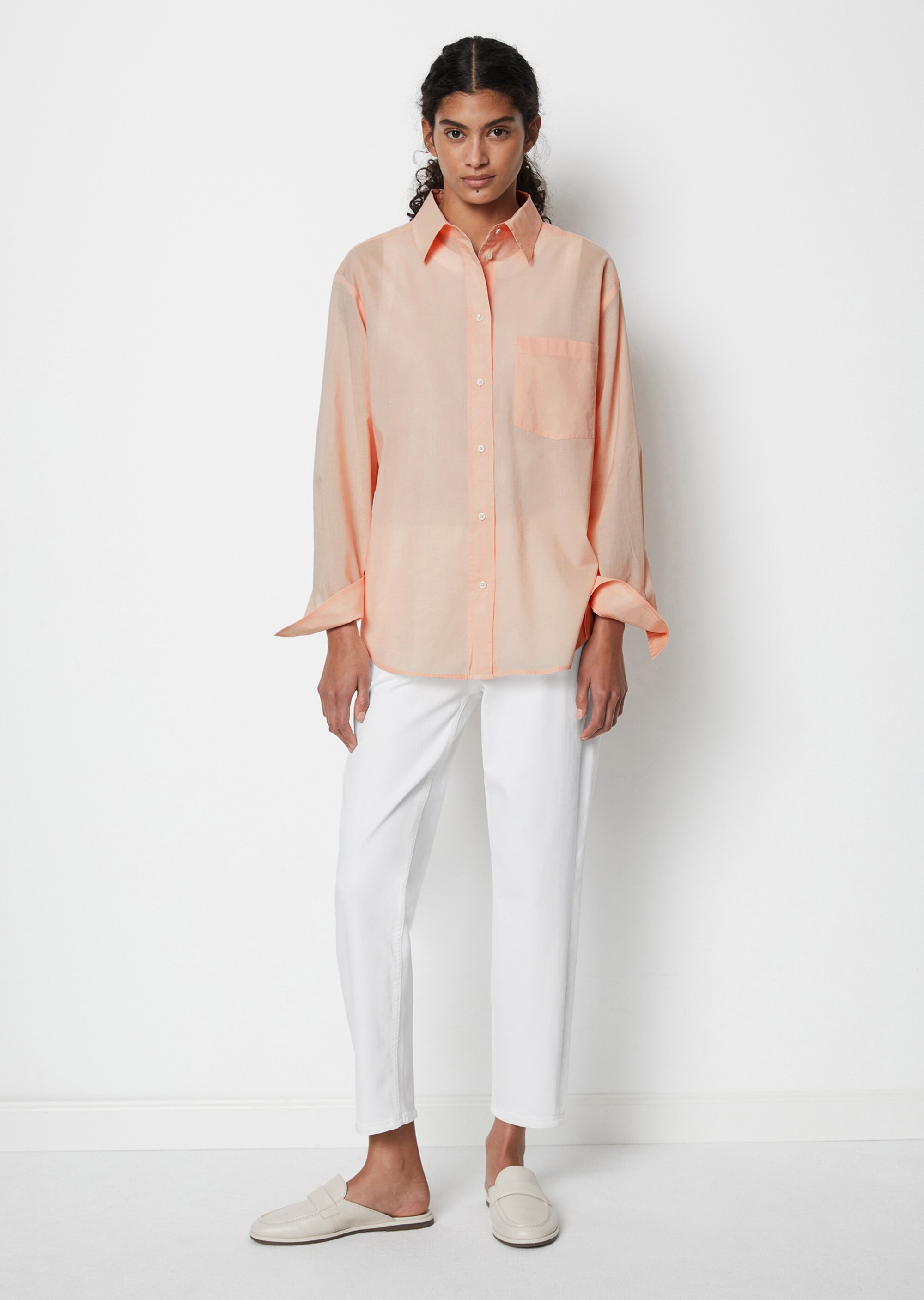 Langarm-Bluse regular aus Silky-Touch-Voile-Qualität