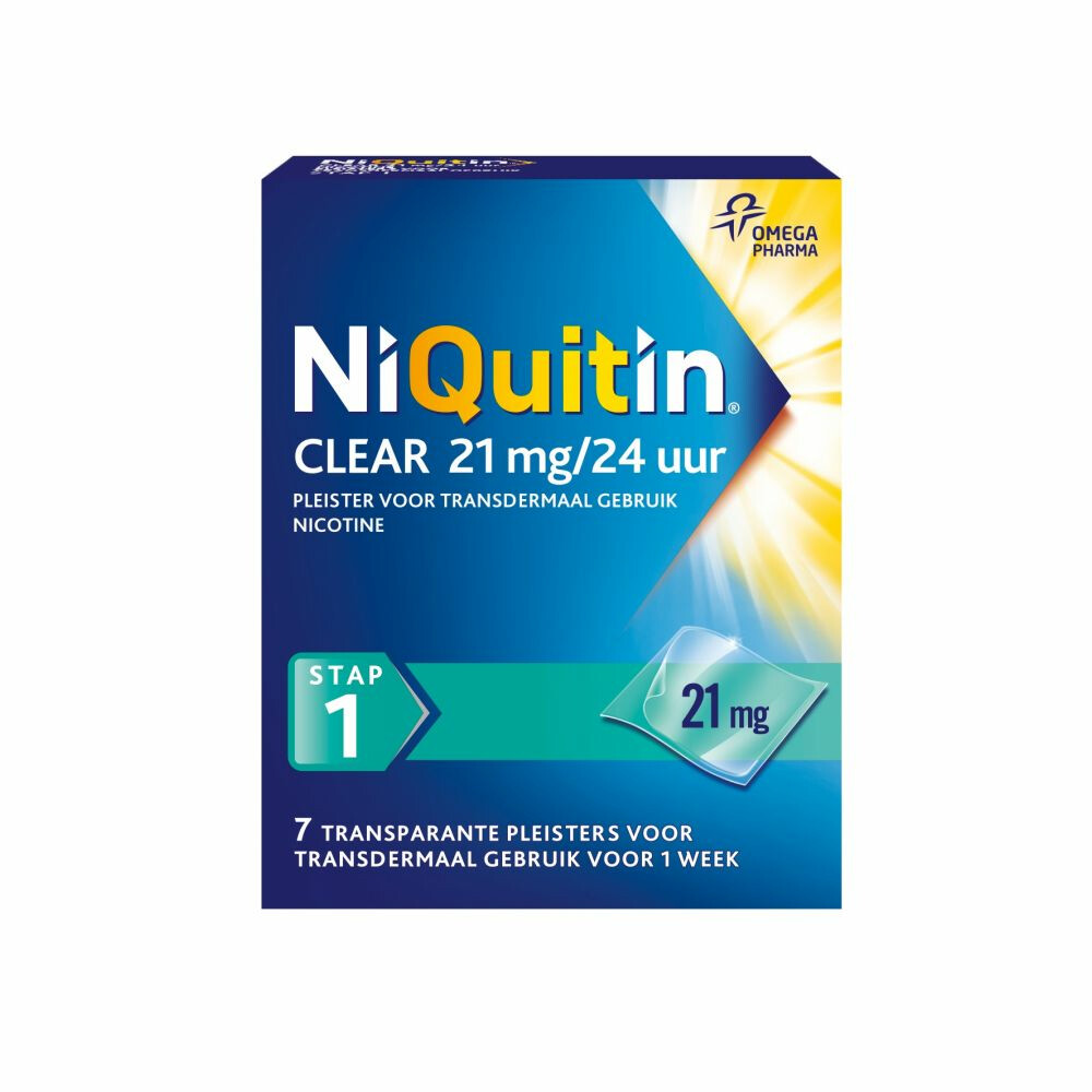 Niquitin Clear Nicotinepleisters 21 mg Stap 17 stuks